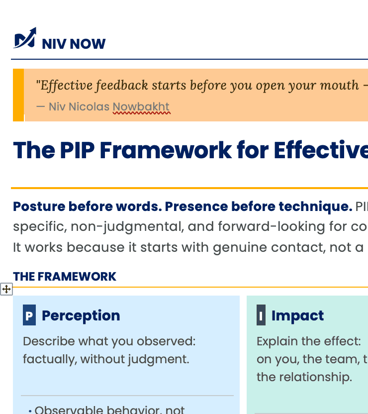 PIP Framework Coaching Niv Now